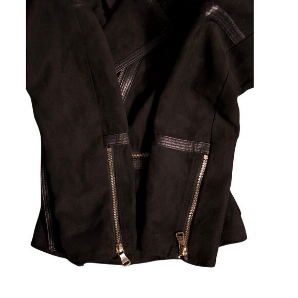 H&M Faux Suede Moto Jacket with Faux Leather Trim - Size 2 (EUR 32) - Picture 9 of 13